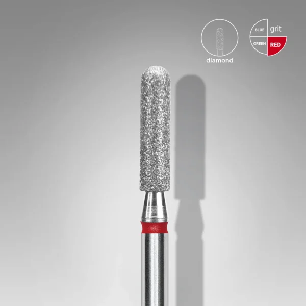Fresa Diamante cilindrica Redondeada Roja  EXPERT Diam.  2,5 mm / Parte Activa 10 mm