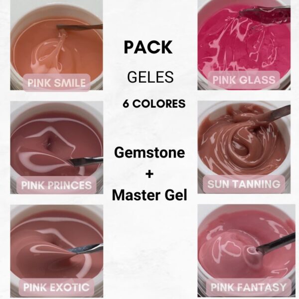 Pack 6 Geles constructores  Gemstone+Master Gel